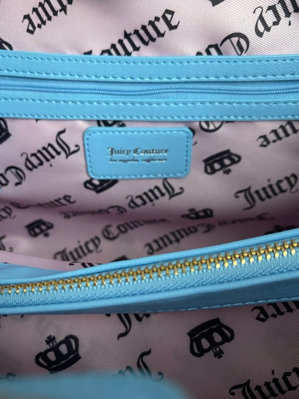 Juicy Couture Paradise Tote Blue White Lemon Striped Canvas